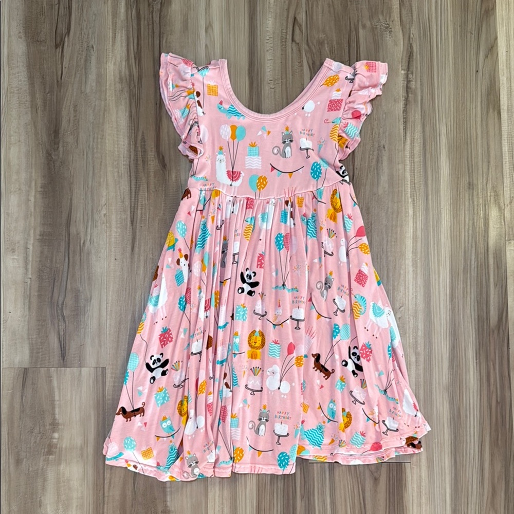 🌷Little Sleepies 5T Pink Birthday Twirl Dress